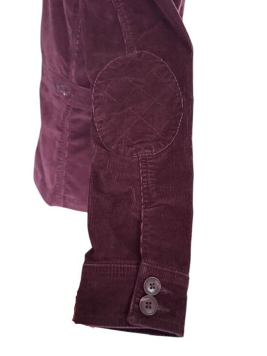 LL Bean Jacket Women Burgundy Button Down Corduroy Blazer Elbow Patch Med NWOT - Picture 7 of 16